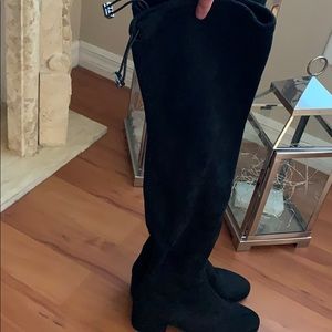 Black, over-the-knee, suede, boots